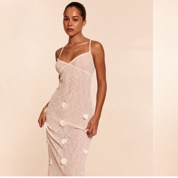 BHLDN JULES BEADED MAXI DRESS US SIZE 10 Appliqué Crochet Maiden Beach - Picture 2 of 10